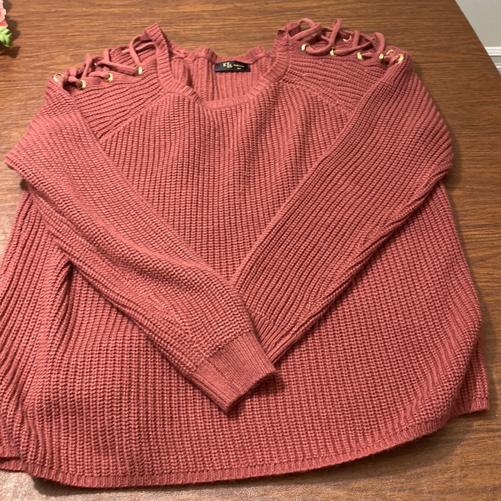 KLd sweater with grommet shoulders